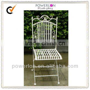 Lovely Light Weight Folding Wrought Iron Antirust Metal Antique White Outdoor Decorative Garden Furniture photo-4