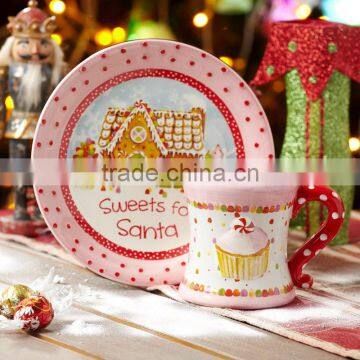 Christmas mug with plate Full printing mug with plate Promotion plate set