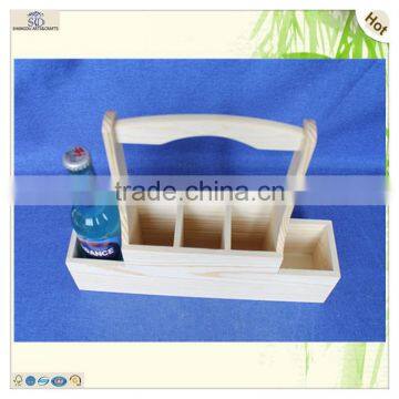 Handmade Vodka Whisky Wine Show Carrier Pine Wooden Basket photo-4