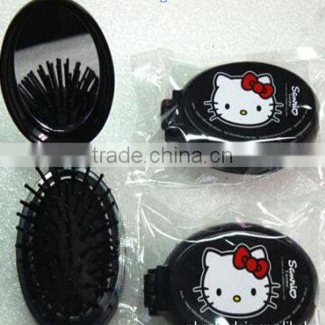 15060306 foldable mirror,mirror comb,cosmetic mirror with brush