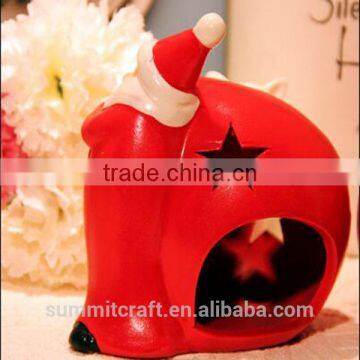 Ceramic Handmade Red Santa Christmas Candle Holders photo-4