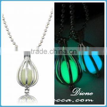 New Arrival Water Drop Glow in the Dark Luminous Necklace Locket Pendant Wholesale photo-2