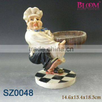 Decorative resin chefs figurines serving plate