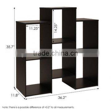 Staggered Cube Bookcase With 6 Shelves Original Design Display Shelf Home Furniture Wood Book Rack photo-3