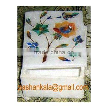 Marble Inlay Jewellery Box, Marble Jewellery Boxes, Gemstone Inlay Marble Box