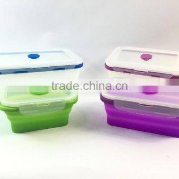 Set of 4 Foldable Vacuum Food Storage Container/foldable Silicone Food Storage Box/silicone Fresh Container photo-4