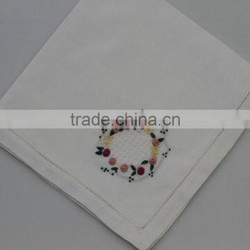 100% cotton embroidered table napkins with hemstitch, set of 6, various designs