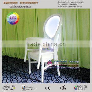 Warm White Led Bar Chair, Padded Stackable Luminous Acrylic Chairs photo-2