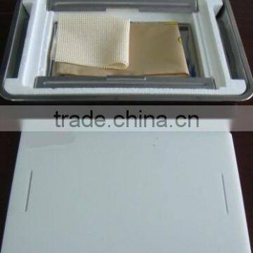 plastic cutting board with stainless steel drip pan/ cooking tool