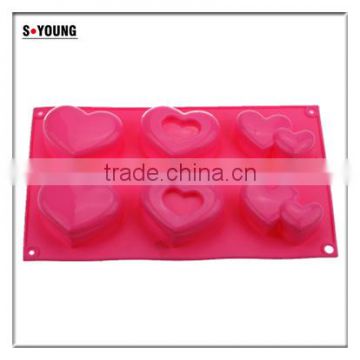 10115 6 pcs hearts Shape Silicone Cake Mold