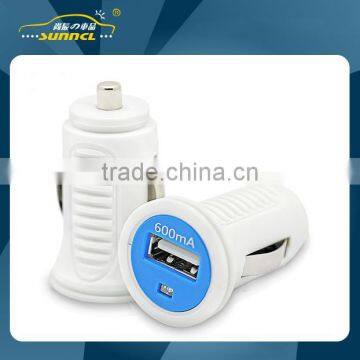 600mA USB Mini Car Power Charger Adapter Plug for Apple and Samsung Device