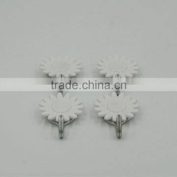 4pcs White Daisy Houseware Sticky Sticker Hanging Plastic Hooks photo-2