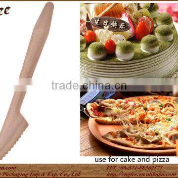 Simple green wooden knife and fork use for cake