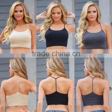 Wholesale Stretch Plain Crop Top Women
