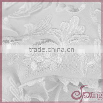 White Floral Chiffon Lace Embroidery Fabric, Fashion Applique Designs Lace photo-5