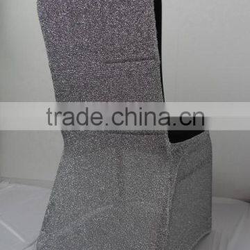 Silver Glitter Back Black Lycra Banquet Standard Chair Cover For Wedding Use photo-3