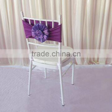 Free Shipping New Product: 100PCS 20cm*76cm Purple Spandex Band With Organza Big Flower For Chivari Chair Use photo-2