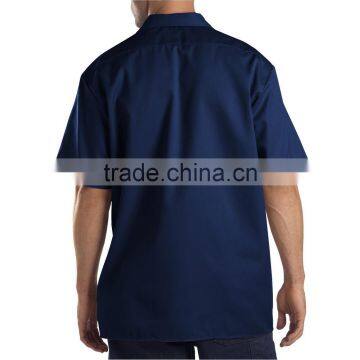 Solid Color Worker Uniform Front Pocket Workwear Man Work Shirts photo-4