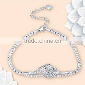 Latest design 925 Sterling Silver love knot bracelet