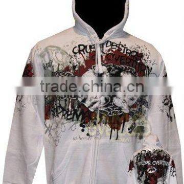 2012 fashion mens fleece sweatshirts with hoodies printing , terry fleece zip hoody