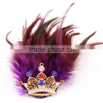 Women's Party Brooches Alloy Korean Feather Brooch Retro Small Crown Feathers Brooch Korean Clothing photo-3