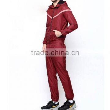 OEM/ODM Full Zip Tracksuit Jacket Set Men Red Tracksuit With Hood photo-2
