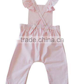 Cotton Candy Pink Bay Overalls Ruffles Romper Kids 100% Cotton Bubble photo-2