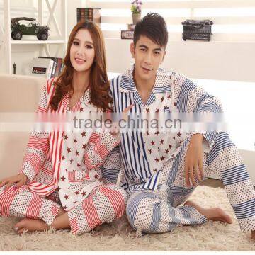 OEM Service Cotton Two-colors Monkey Printing Casual Couple Pajamas