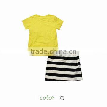 New Fashioned Boutique Candy Color Cotton Baby Girl Set Clothing Adorable Pleated Skirts Set photo-2