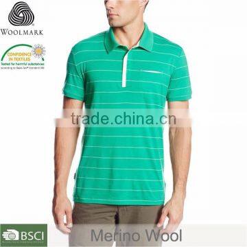 Double collar polo shirt wholesale, striped different color collar polo shirt, merino wool two color polo shirt