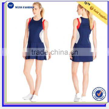 Newest Design Ladies Blue shoulders Sexy Mature Ladies Tennis Dress