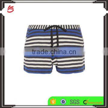 Cozy Striped Design Ladies Loungewear Pull-On Shorts with Elasticated Waistband and Slant Pockets