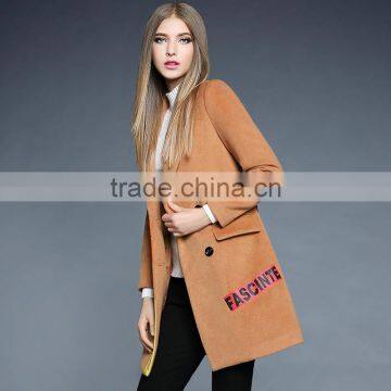 2017 Latest Designs Lady Formal Stripe Winter Long Coat for Women photo-3