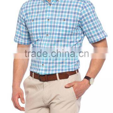 Regular Short Sleeve check Buttoned Shirt