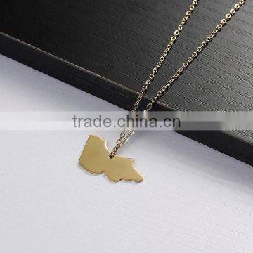 New Fashion 304 Stainless Steel Silhouette Map Australia Victoria State Charm Necklace Link Cable Chain 18K Gold Plated