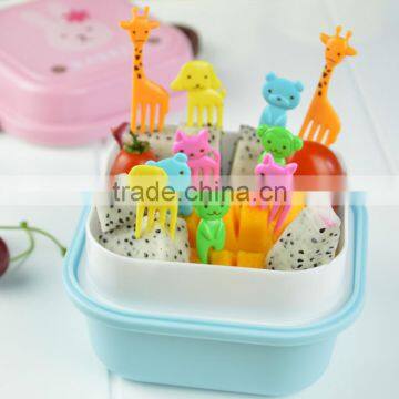 10Pcs/Lot Mini Animal Farm Cartoon Food Fork Set Cake Fruit Picks Sign Bento Lunches Party Decor Vegetable Tableware KC1464