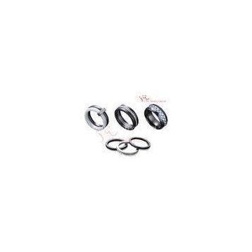 Custom Micro Pave Sterling Silver Jewelry Sets Cubic Zirconia Bridal Black Ceramic Rings