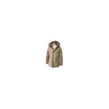 Long Khaki Mountain Hardwear Down Jacket Fur Hooded Down Coat Eco - Friendly