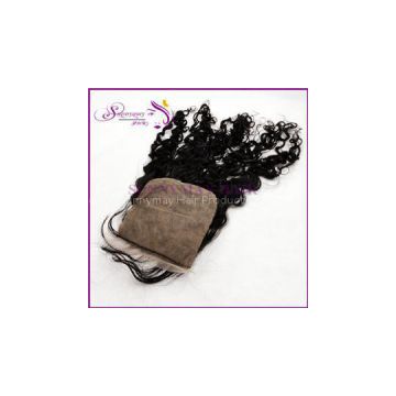 Stock Sunnymay Silk Base Closure Natural Color Curly 120% Density Virgin Human Hair Silk Base Closure Brazilian Hair