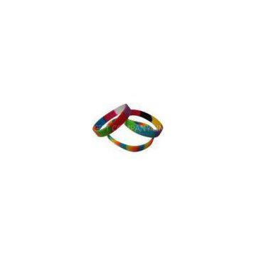 Colorful Segmented Silicone Wristband Bracelet , Silicone Rubber Bands photo-1