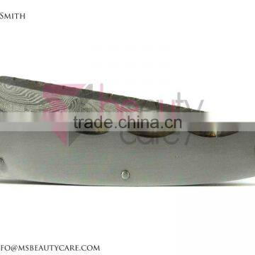 Damascus Steel Straight Razor Folding Knife photo-2