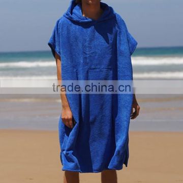 Surf Poncho Beach Towel Plain Pattern Velour Bath Robe With Hooded