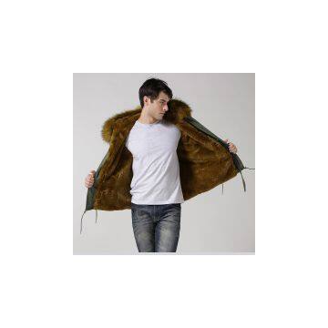 2017 new fashion warm Eruopean style good quality raccoon fur men jacket
