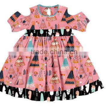 Kids party dress giggle moon remakes baby printing boutique girl clothing baby cotton frocks designs