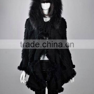 YR077 Quick Shipping Raccoon Rabbit Fur Poncho Women Fashion Fur from China