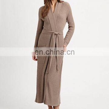 Wholesale Cable knitted women's Cashmere Bathrobe,cashmere sleepwear