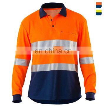 OEM Service High Visibility Long Sleeve Reflective Safety Polo Shirt Custom photo-2