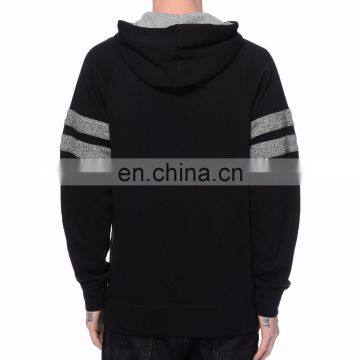 2017 Fashion Cheap Hot Sale OEM Casual Men Black Colorway Raglan Sleeves Strip Hoodies photo-2