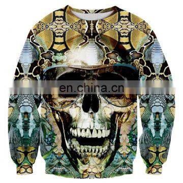 China factory skull sublimation crewneck sweatshirts custom 2016