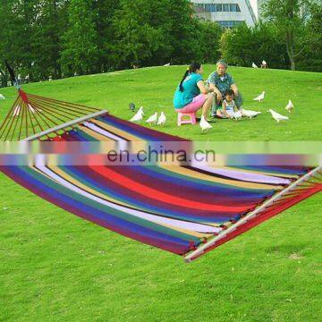 Double size rainbow color cotton made outdoor camping hammock